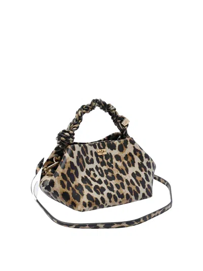 Ganni Bou Handbag With Leopard Print In Marrón