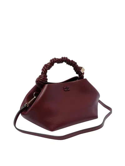 Ganni Bou Red Handbag With Butterfly Logo And Hand-braided Strands In Leather Woman In Rojo