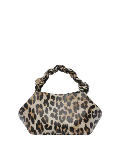 Ganni Bou Handbag With Leopard Print In Marrón