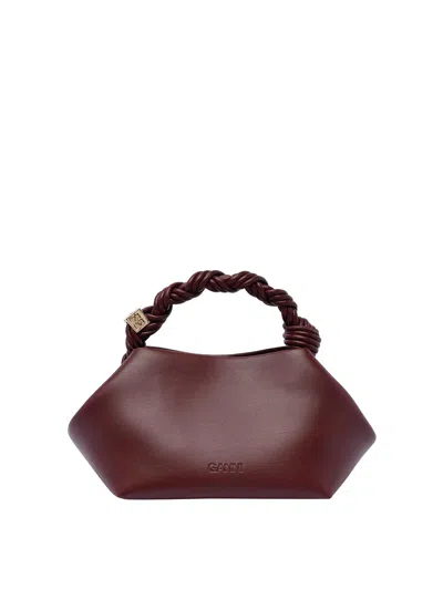 Ganni Bou Red Handbag With Butterfly Logo And Hand-braided Strands In Leather Woman In Rojo