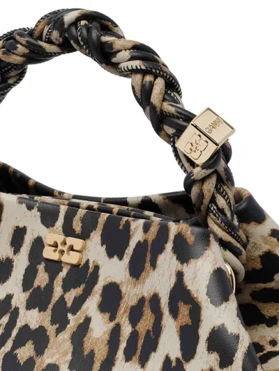 Ganni Bou Handbag With Leopard Print In Marrón