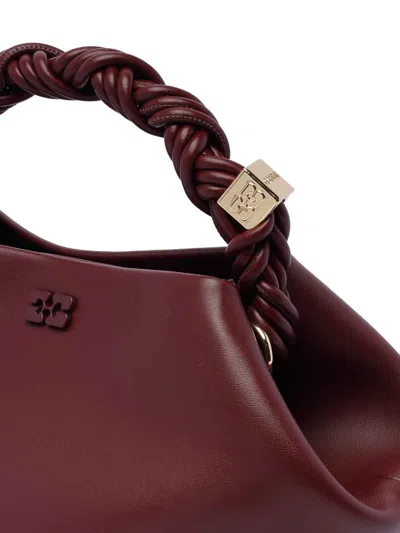 Ganni Bou Red Handbag With Butterfly Logo And Hand-braided Strands In Leather Woman In Rojo