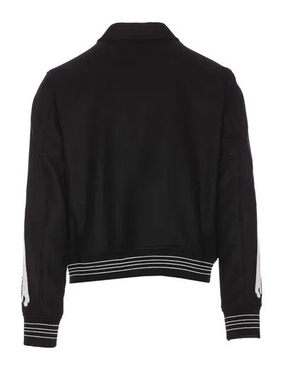 Amiri Twill Wool Bones Bomber Jacket With Patches In Negro
