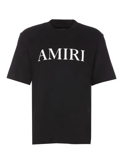 Amiri Black Crewneck T-shirt With Logo Lettering Print On The Front In Cotton Man In Negro