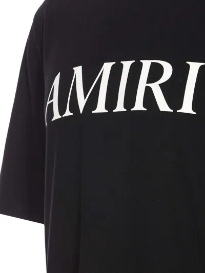 Amiri Black Crewneck T-shirt With Logo Lettering Print On The Front In Cotton Man In Negro