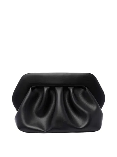Themoirè Gathered Pleated Rectangular Clutch Bag In Negro
