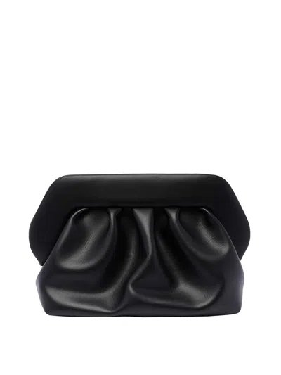 Themoirè Gathered Pleated Rectangular Clutch Bag In Negro