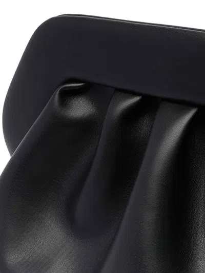 Themoirè Gathered Pleated Rectangular Clutch Bag In Negro