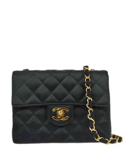 Pre-owned Chanel 1990 Mini Classic Square Flap 17 Shoulder Bag In Black
