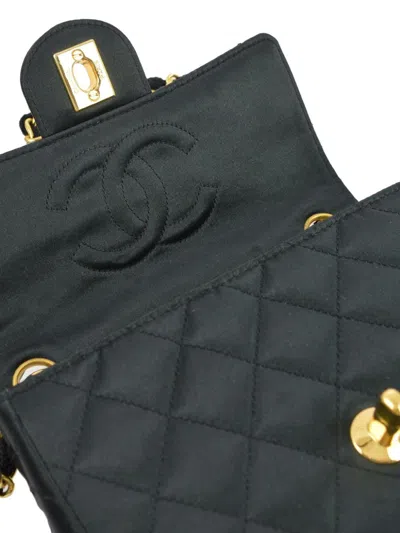 Pre-owned Chanel 1990 Mini Classic Square Flap 17 Shoulder Bag In Black