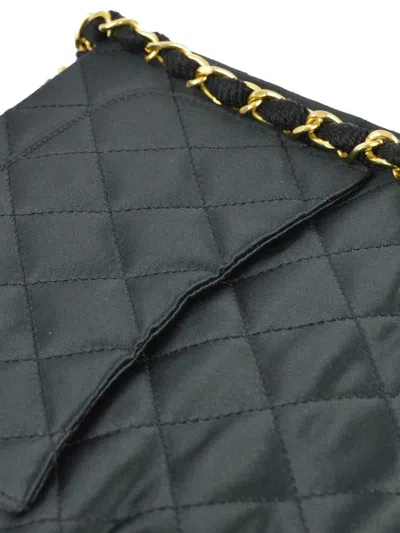Pre-owned Chanel 1990 Mini Classic Square Flap 17 Shoulder Bag In Black