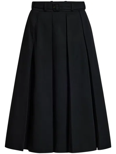 Shop Patou Pleated Midi Skirt In Black