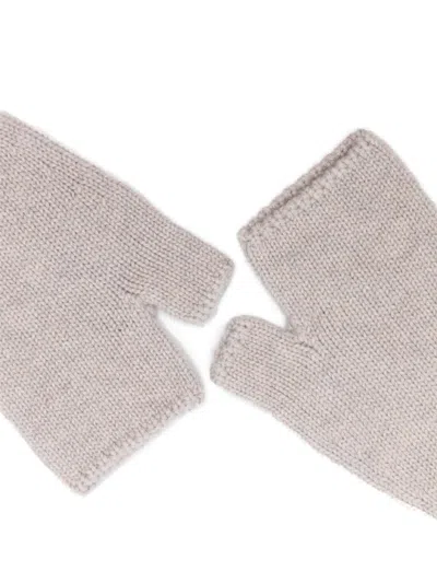 Barrie Shearling-trim Fingerless Gloves In Grey