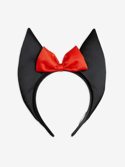 Mini Rodini Girls Bat Ears Satin Headband In Black