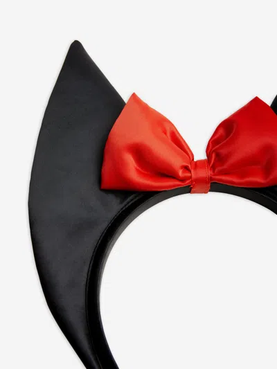 Mini Rodini Girls Bat Ears Satin Headband In Black