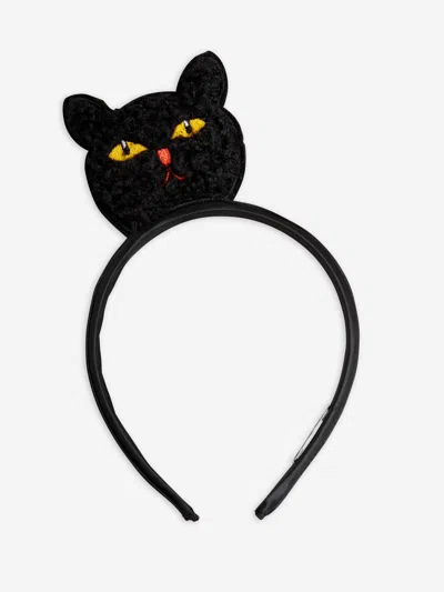 Mini Rodini Girls Fluffy Cat Headband In Black