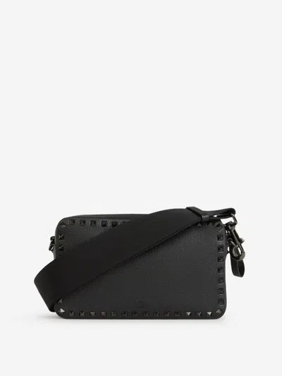 Shop Valentino Garavani Leather Crossbody Bag In Black