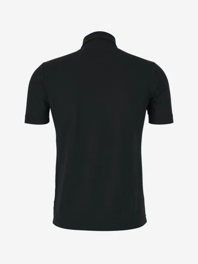 Shop Zanone Plain Cotton Polo In Black