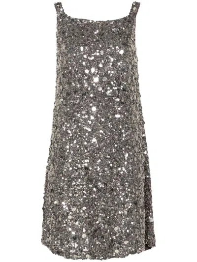 Shop P.a.r.o.s.h Sequinned Mini Dress In Grey