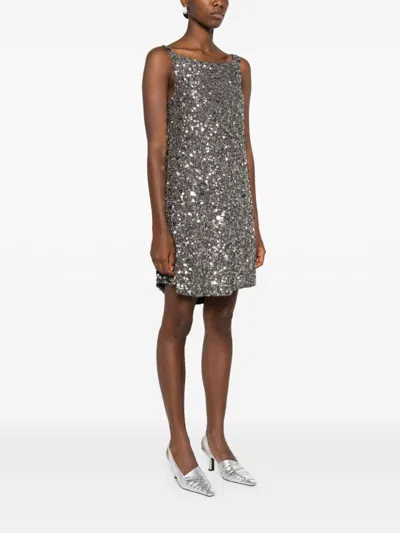 Shop P.a.r.o.s.h Sequinned Mini Dress In Grey