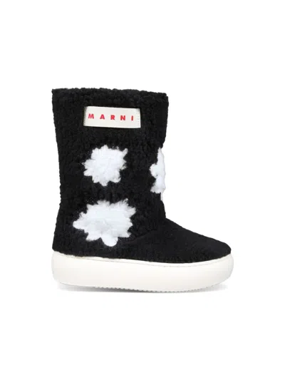 Marni Faux-fur Ankle Boots In Black