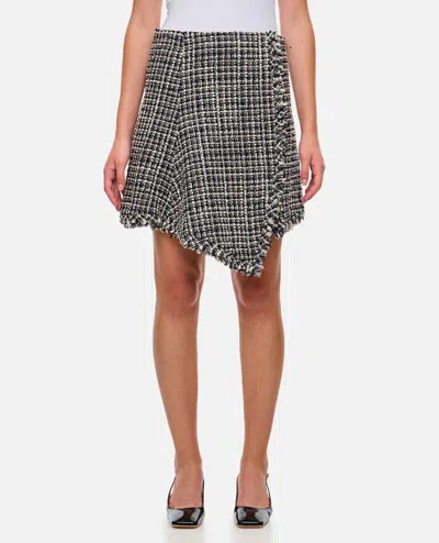 Sacai Wool-blend Tweed Miniskirt In Grey