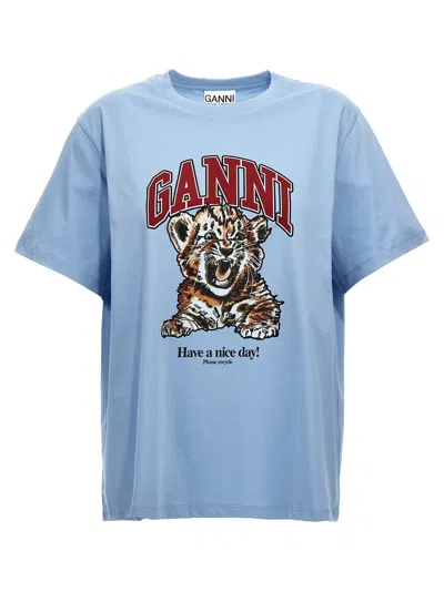 Ganni Basic Jersey Tiger Relaxed T-shirt In Multi