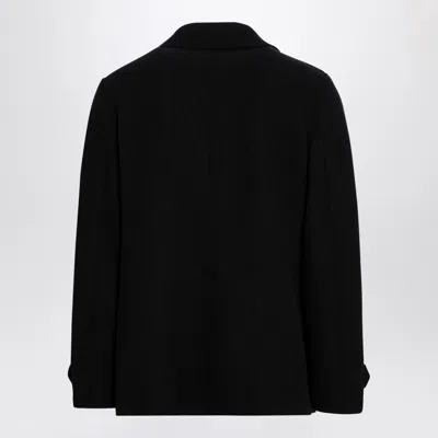 Shop Harris Wharf London Black Peacoat In Boiled Wool