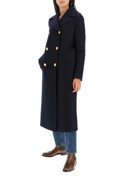 Shop Harris Wharf London Double Breasted Coat In Pressed Wool