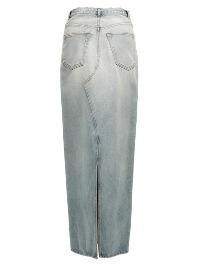 Mm6 Maison Margiela Blue Slit Denim Maxi Skirt