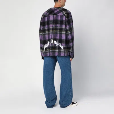 Palm Angels Over Shirt In Violet Check Wool