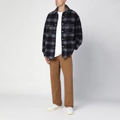 Palm Angels Plaid Check Studded Wool Overshirt