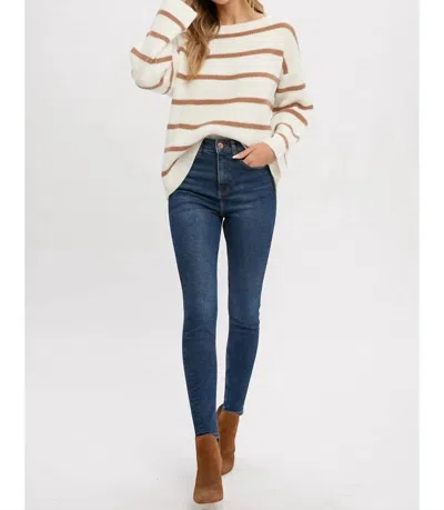 Bluivy Feeling Your Best Striped Sweater In White And Beige In Beige