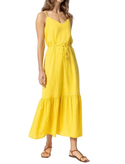 Lilla P Tami Textured Woven Maxi Dress In Saffron In Yellow