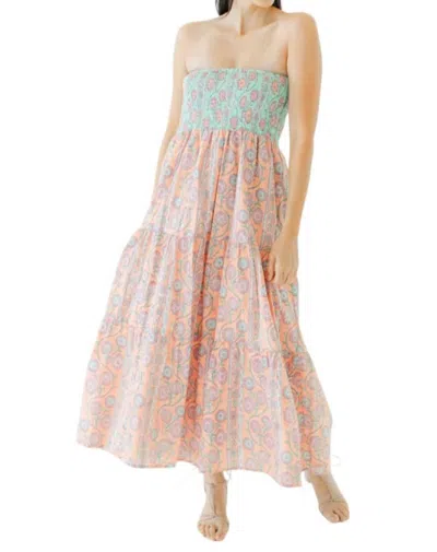 Victoria Dunn Santa Fe Midi Dress In Peach Blossom In Multi