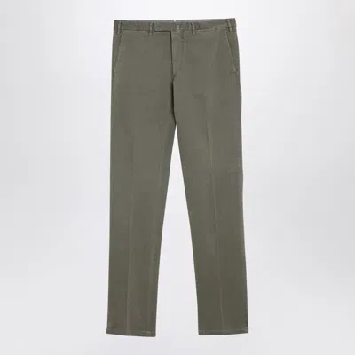 SANTANIELLO SANTANIELLO SAGE GREEN COTTON TROUSERS 