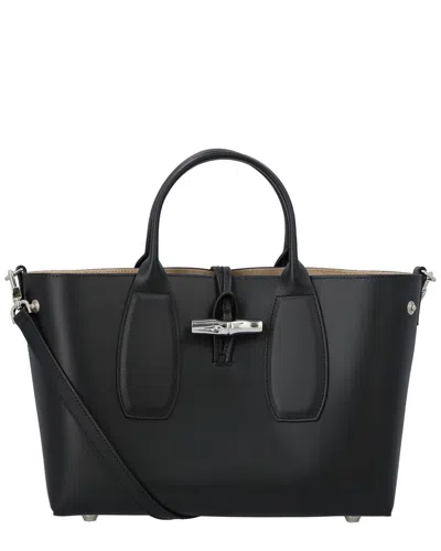 Longchamp Le Roseau Xs Leather Handbag In Black