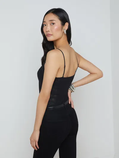 L Agence Gelina Ruched Bodysuit In Black