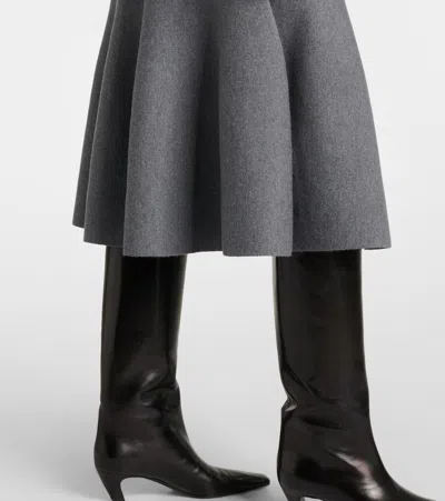 Khaite Odil Wool Skirt In Grey