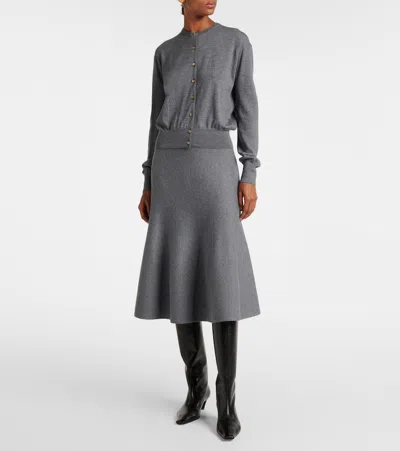 Khaite Odil Wool Skirt In Grey