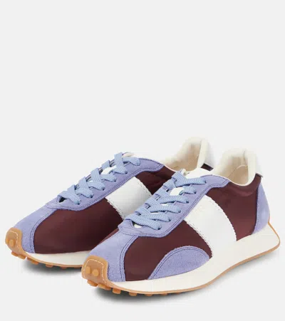Tod's T Vintage Leather-trimmed Suede Sneakers In Multicoloured
