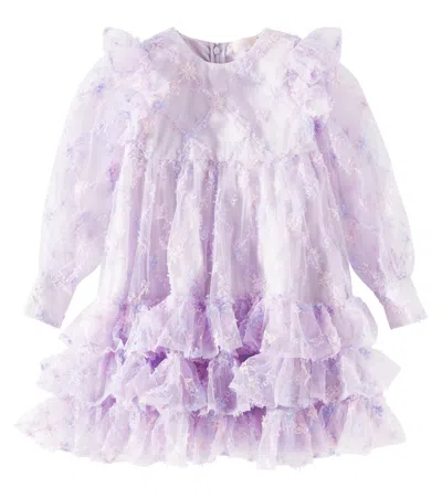 Shop Tutu Du Monde Broderie Ruffled Tulle Dress In Purple