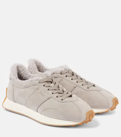 Tod's T Vintage Suede Sneakers In Grey