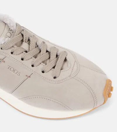 Tod's T Vintage Suede Sneakers In Grey