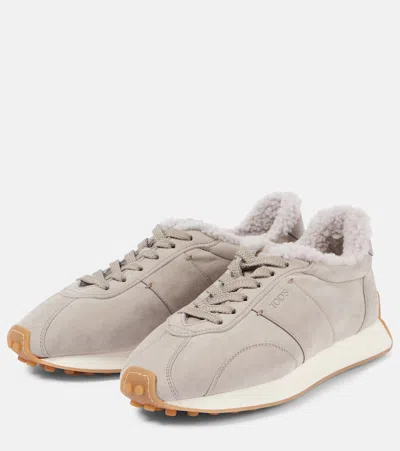 Tod's T Vintage Suede Sneakers In Grey