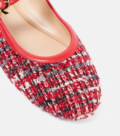 Gianvito Rossi Carla Bouclé Mary Jane Flats In Red