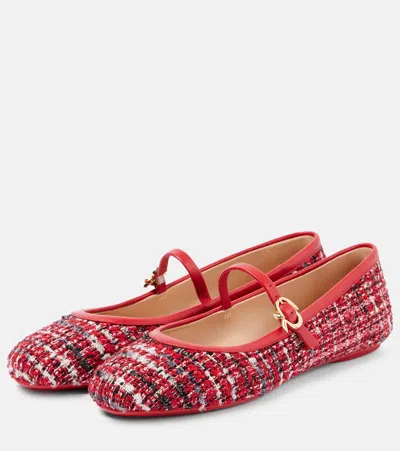 Gianvito Rossi Carla Bouclé Mary Jane Flats In Red