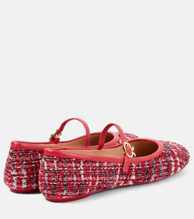Gianvito Rossi Carla Bouclé Mary Jane Flats In Red