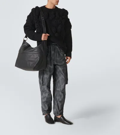 Dries Van Noten Leather Shoulder Bag In Black