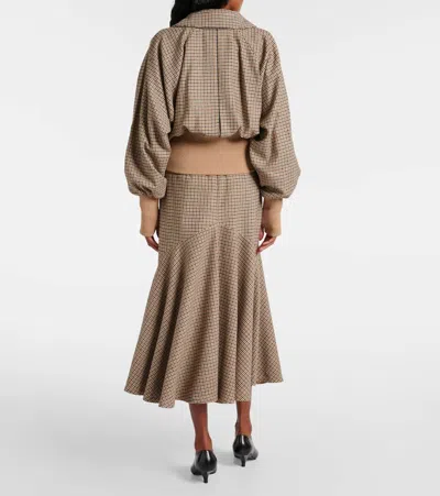 Patou Houndstooth Wool-blend Flannel Bomber Jacket In Beige